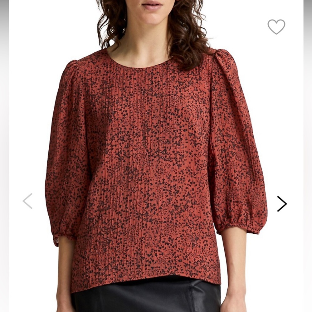 NWT SELECTED FEMME Viole Floral Print Pintucked Top Size M (36)